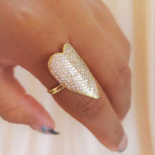 BIG HEART RHINESTONE RING